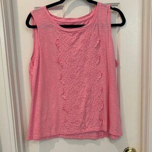 Talbots Sleeveless Pink Lace Tank Top